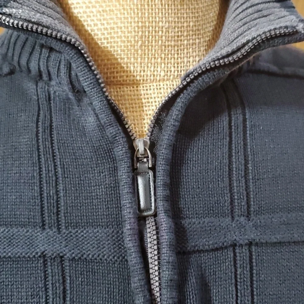 Oscar de la renta black and grey 1/4 zip sweater